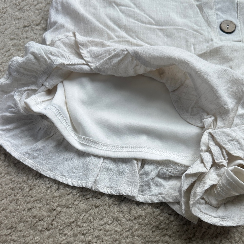 Pink Lily Cream Ruffle Romper - Picture 2 of 5